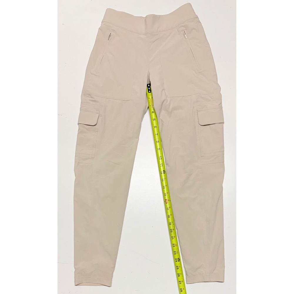 Athleta High Rise Cargo Pants Beige Hiking Trekking Women 0 Tapered